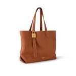 LOUIS VUITTON LOW KEY CABAS EMBLEM LEATHER TOTE IN COGNAC
