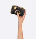 MICRO DIOR CARO BAG Black Supple Cannage Calfskin