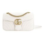 GUCCI GG MARMONT MATELASSÉ CHAIN BAG IN WHITE