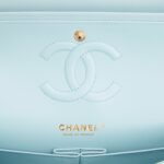 Chanel Medium Classic Double Flap Bag Blue Quilted Caviar Light Gold Hardware