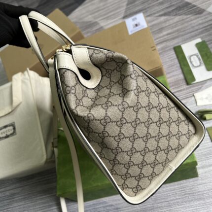 Gucci Ophidia My Good Life Bag – White with Signature Red and Green Webbing, Patent Leather & Double G Pendant, Model 524537