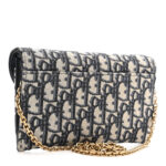 CHRISTIAN DIOR Oblique Saddle Chain Long Wallet Blue