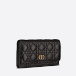 DIOR CARO POUCH Black Supple Cannage Calfskin