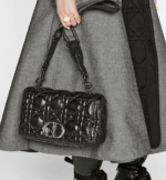 LARGE DIOR CARO BAG Black Quilted Macrocannage Calfskin