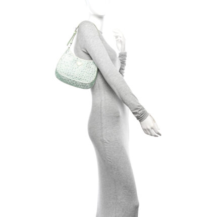 Satin Crystal Cleo Adjustable Strap Shoulder Bag Acqua