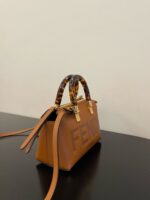 Fendi Caramel Mini ByTheWay Bag – Smooth Calfskin Elegance with Tortoiseshell Handle