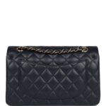 Chanel Classic Double Flap Royal Black Lambskin Light Gold Hardware
