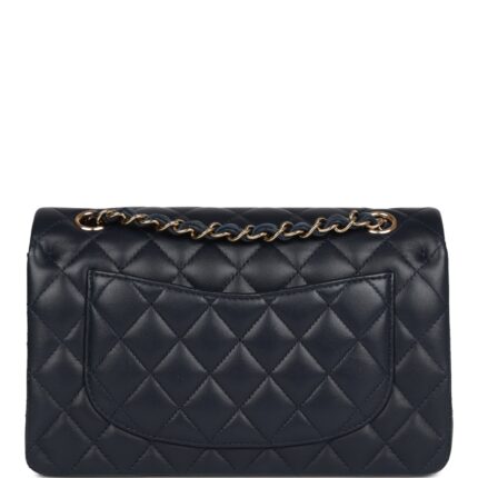 Chanel Classic Double Flap Royal Black Lambskin Light Gold Hardware