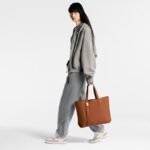 LOUIS VUITTON LOW KEY CABAS EMBLEM LEATHER TOTE IN COGNAC
