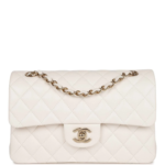 Chanel Small Classic Double Flap Bag White Caviar Light Gold Hardware