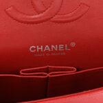 Caviar Quilted Medium Double Flap Red Silver Accessories