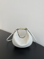 Fendi Praphy Shoulder Bag – Elegant Crescent Silhouette with Signature Gold Logo