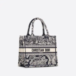 SMALL DIOR BOOK TOTE Blue Toile de Jouy Reverse Embroidery (26.5 x 21 x 14 cm)