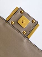 FENDI Baguette Mini Shoulder Bag – Textured Lambskin with FF Motif & Vintage Gold Hardware