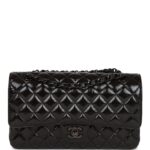 Chanel Medium Classic Double Flap Bag SO Black Crumpled Calfskin Black Hardware