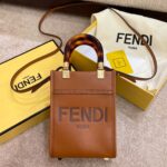 FENDI Sunshine Mini Tote with Tortoiseshell Handle – Elegant Luxury Handbag for Timeless Style