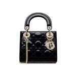DIOR LADY DIOR MINI BAG IN Patent BLACK