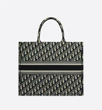 LARGE DIOR BOOK TOTE Blue Dior Oblique Embroidery (42 x 35 x 18.5 cm)