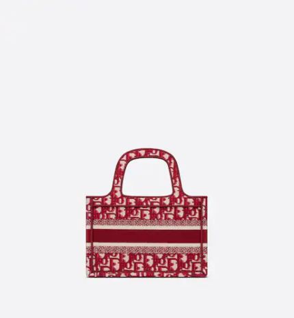 MINI DIOR BOOK TOTE Burgundy Dior Oblique Embroidery (22.5 x 15 x 6 cm)