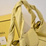 FENDI Spy Large Leather Shoulder Bag – Elegant Twist Handle, Signature Gold Hardware