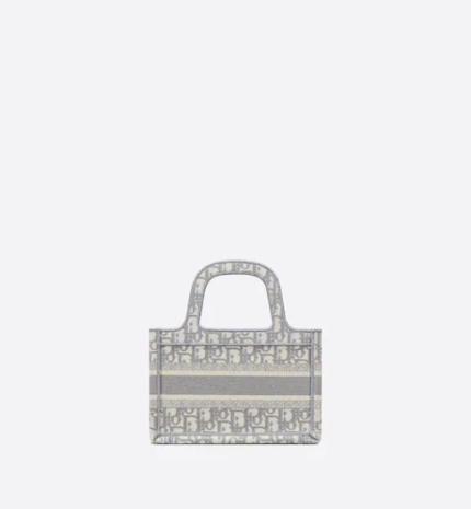MINI DIOR BOOK TOTE Gray Dior Oblique Embroidery (22,5 x 15 x 6 cm)