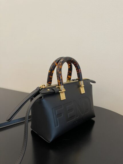 Fendi Mini ByTheWay Bag – Smooth Calfskin with Tortoiseshell Handle, Chic & Playful