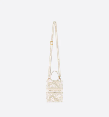 MINI DIOR BOOK TOTE PHONE BAG Dior Jardin d'Hiver Embroidery with Gold-Tone Metallic Thread (13 x 18 x 5 cm)