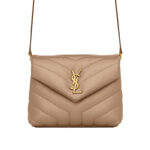 YSL Loulou Toy Bag in Matelasse Y Leather in Greyish Brown