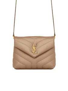 YSL Loulou Toy Bag in Matelasse Y Leather in Greyish Brown