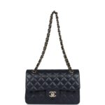 Chanel Classic Double Flap Royal Black Lambskin Light Gold Hardware