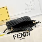 Fendi Baguette Ruched Leather Chain Bag – Elegant Cream White Design for Modern Sophistication