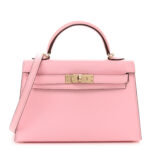 Chevre Mysore Horseshoe Mini Kelly Sellier 20 Rose Sakura Gris Perle