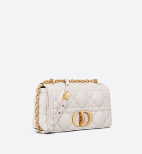 MEDIUM DIOR CARO BAG Latte Matte Padded Macrocannage Calfskin