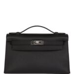 Hermès Kelly Pochette Black Swift Palladium Hardware