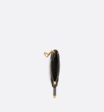 DIOR CARO ZIPPED KEY CASE Black Supple Cannage Calfskin