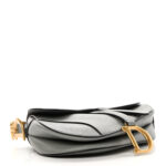 CHRISTIAN DIOR Grained Calfskin Saddle Bag Grey