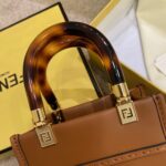FENDI Sunshine Mini Tote with Tortoiseshell Handle – Elegant Luxury Handbag for Timeless Style