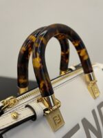 Fendi Mini ByTheWay Bag – Smooth Calfskin, Elegant White with Tortoise Handle