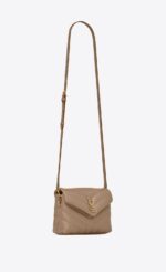 YSL Loulou Toy Bag in Matelasse Y Leather in Greyish Brown