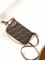 Fendi Red Fabric Baguette Handbag with Detachable Chain Style No. 889