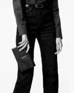 YSL Cassandre YSL Matelass Chain Wallet in Grain de Poudre Embossed Leather