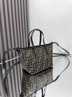 Fendi Roll Mini Basket – Vintage Monogram Detail in Dark Brown Calfskin