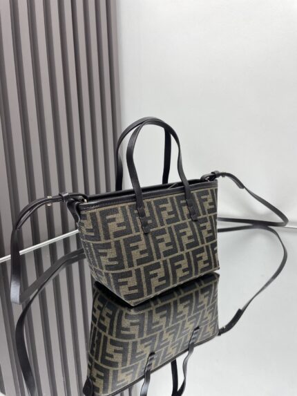 Fendi Roll Mini Basket – Vintage Monogram Detail in Dark Brown Calfskin