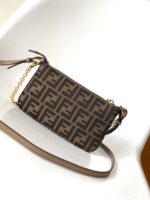 Fendi Red Fabric Baguette Handbag with Detachable Chain Style No. 889