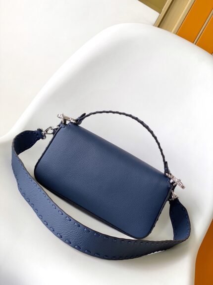 FENDI Baguette Bag – Elegant Textured Leather Design in Blue