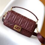 Fendi Baguette Medium Shoulder Bag – Luxurious Textured Leather with Iconic FF Motif