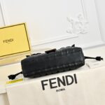 Fendi Baguette Ruched Leather Chain Bag – Elegant Cream White Design for Modern Sophistication