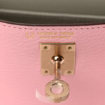 Chevre Mysore Horseshoe Mini Kelly Sellier 20 Rose Sakura Gris Perle