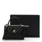 Lambskin Quilted Small Trendy CC Dual Handle Flap Bag Black