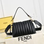 Fendi Baguette Ruched Leather Chain Bag – Elegant Cream White Design for Modern Sophistication